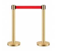 Set da 2 Colonnine Segnapercorso con Nastro Retrattile, Barriera per Code con Base Riempibile con Sabbia, Nastro Rosso 3 m per Eventi, Negozi, Aeroporti, Ristoranti Titanium 3m/118.1in