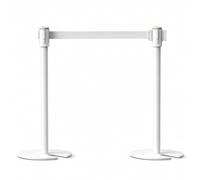 Set da 2 Colonnine Segnapercorso con Nastro Retrattile, Base in Ghisa a U, Barriera per Code per Eventi, Hotel, Aeroporti white 2m/78.7in