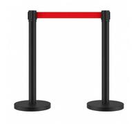 Set da 2 Colonnine Segnapercorso con Nastro Rosso Retrattile, Barriera per Code con Ritorno Lento, Collegamento a 4 Vie e Base Stabile per Eventi, Negozi, Aeroporti, Ristoranti red 2m/78.7in