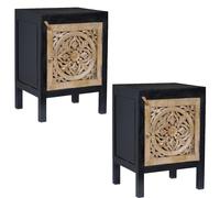 Set Da 2 Comodini Decorativi In Legno Di Mango Orientali 54 Cm Fatto A Mano