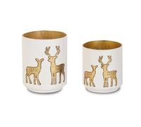 Set da 2 Contenitori in metallo bianco e oro con RENNE DI NATALE 1G7I