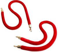 Set da 2 corde rosse in velluto con moschettoni dorati o argentati | Corde divisorie da 32 mm in 12 lunghezze fisse per red carpet, hotel, cinema, ristoranti, ricevimenti ed eventi VIP