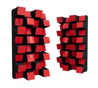 Set da 2 diffusori acustici | Diffusione e assorbimento sonora 2D | 25x50 cm | Pannelli decorativi da parete | Controllo del rumore e riduzione dell'eco | [Sirius-HALF | Plastica rossa lucida]