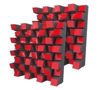 Set da 2 diffusori acustici | Diffusione e assorbimento sonora 2D | 50x50 cm | Pannelli artistici da parete | Controllo del rumore e riduzione dell'eco | [SIRIUS (150mm) | Plastica rossa lucida]