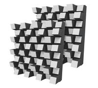 Set da 2 diffusori acustici | Diffusione e assorbimento sonora 2D | 50x50 cm | Pannelli artistici da parete | Controllo del rumore e riduzione dell'eco | [SIRIUS (150mm) | Bianco]