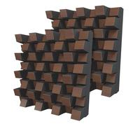 Set da 2 diffusori acustici | Diffusione e assorbimento sonora 2D | 50x50 cm | Pannelli artistici da parete | Controllo del rumore e riduzione dell'eco | [SIRIUS (150mm) | Noce]