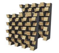 Set da 2 diffusori acustici | Diffusione e assorbimento sonora 2D | 50x50 cm | Pannelli artistici da parete | Controllo del rumore e riduzione dell'eco | [SIRIUS (150mm) | Rovere]