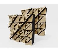 Set da 2 diffusori acustici | Diffusione e assorbimento sonora 2D | 50x50 cm | Pannelli artistici da parete | Controllo del rumore e riduzione dell'eco | [FUZA (60mm) | Rovere]