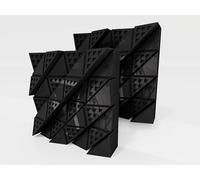 Set da 2 diffusori acustici | Diffusione e assorbimento sonora 2D | 50x50 cm | Pannelli artistici da parete | Controllo del rumore e riduzione dell'eco | [FUZA (60mm) | Plastica nera lucida]