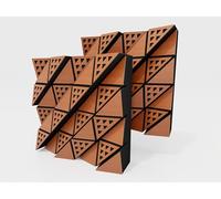 Set da 2 diffusori acustici | Diffusione e assorbimento sonora 2D | 50x50 cm | Pannelli artistici da parete | Controllo del rumore e riduzione dell'eco | [FUZA (60mm) | Ciliegio]