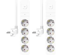 Set da 2 ELRO ES704 Ciabatta con 4 prese e protezione sovratensione - cavo da 1,5 m con interruttore - Protezione bambini - Spina Schuko - max. 3680 W - Certificato TÜV