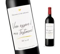 Set da 2 Etichette Bottiglia di Vino Testimone Vuoi essere il mio Testimone