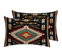 Set da 2 Federe Cuscini Aztec Native American Rustic Tribal Patterned Divano Copricuscini Elegante Moda Copricuscino, per Stanza, Divano, Auto, 40x60cm