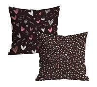 Set da 2 Federe Cuscini Divano 50x50 cm in Velluto, Federa Cuscino Decorativi per Camera da Letto e Soggiorno, Rosa Amore Motivo Copricuscino, Morbida Copricuscino con Cerniera Invisibile W-P-6315