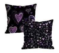 Set da 2 Federe Cuscini Divano 50x50 cm in Velluto, Federa Cuscino Decorativi per Camera da Letto e Soggiorno, Viola Amore Motivo Copricuscino, Morbida Copricuscino con Cerniera Invisibile W-P-2430