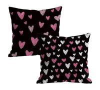 Set da 2 Federe Cuscini Divano 50x50 cm in Velluto, Federa Cuscino Decorativi per Camera da Letto e Soggiorno, Rosa Amore Motivo Copricuscino, Morbida Copricuscino con Cerniera Invisibile W-P-2619