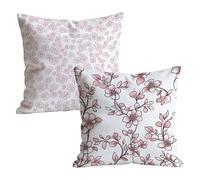 Set da 2 Federe Cuscini Divano 55x55 cm in Velluto, Federa Cuscino Decorativi per Camera da Letto e Soggiorno, Rosa Rurale Motivo Copricuscino, Morbida Copricuscino con Cerniera Invisibile W-P-1948