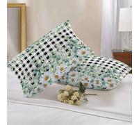 Set da 2 Federe Cuscini Farm Flower Eucalyptus Leaves Fodere Cuscini con Cerniera Invisibile Morbido Quadrato Federa, per Divano, Interni Ed Esterni, Letto, 40x60cm