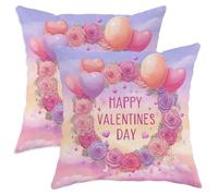 Set da 2 Federe Cuscini Flower Romantic Playful Hearts Valentine's Day Peach Fodere Cuscini Elegante Morbido Decorativi Federa, per Auto, Divano, Stanza, 45x45cm
