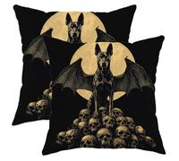 Set da 2 Federe Cuscini Halloween Doberman Dog Traspirante Federa per Cuscino con Cerniera Nascosta Copricuscini per Letto Sedia Balcone 45X45Cm
