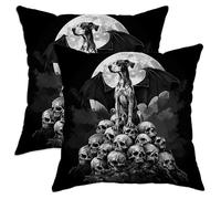 Set da 2 Federe Cuscini Halloween Great Dane Dog Funny Goth Skull Divano Copricuscini con Cerniera Invisibile Moda Quadrato Federa, per Stanza, Divano, Interni Ed Esterni, 45x45cm