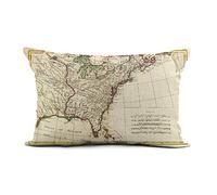 Set da 2 Federe Cuscini The Thirteen Colonies Map American Revolution British Colonial America Divano Copricuscini Morbido Elegante Quadrato Federa, per Letto, Stanza, 40x60cm