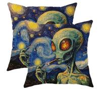 Set da 2 Federe Guanciale Fun Psychedelic Alien Comfy Hippieny Weird Lavabile Federde Cuscini Resistenti Fodera per Cuscino per Cucina Letto Camera 45X45Cm