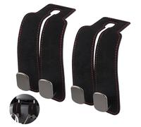 Set da 2 Ganci doppi per sedili auto,Car seat back storage hook,Gancio borsa auto,ganci doppi per poggiatesta,ganci in compatibili con supporto per telefono (nero)