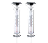 Set Da 2 Lampada Solare LED Da Esterno GRUNDIG Con Termometro E Picchetto
