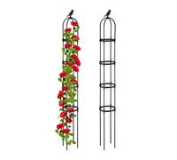 Relaxdays Set da 2 Obelischi Rampicanti, Graticolato per Piante, Rose, Edere, H x D: 188 x 24 cm, Nero, Acciaio, Plastica
