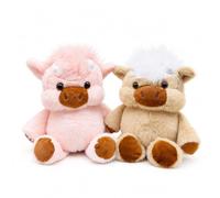 Set da 2 Peluche Mucca Che Corre 20 cm, Mucca Highland Morbida con Pelo Soffice, Doudou e Compagno di Gioco per Bambini, Regalo per Compleanno, Natale e Cameretta