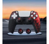 Set da 2 pezzi: 1 custodia nera per controller a forma di ragno + 1 coppia di cappucci per stick del controller a forma di ragno, per protezione del controller PlayStation 5, antiscivolo, antisudore,