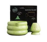 Set Da 2 Pezzi, Ciotola For Matcha, Barattolo For Tè, Utensile Professionale For Matcha, Frusta For Matcha Tradizionale For Uso Domestico Set Tè Matcha(Green)