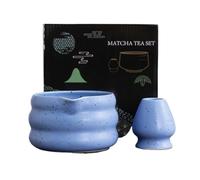 Set Da 2 Pezzi, Ciotola For Matcha, Barattolo For Tè, Utensile Professionale For Matcha, Frusta For Matcha Tradizionale For Uso Domestico Set Tè Matcha(Blue)
