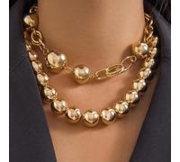 Set da 2 pezzi Collana asimmetrica elegante e alla moda con perle false per donne. Perfetto per abiti da passerella, feste formali. Gioiello affascinante come regalo per lei per le vacanze PMMA