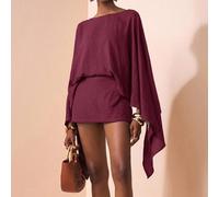 Set da 2 pezzi composto da blusa marrone a maniche lunghe e gonna mini, stile elegante e casual, adatto per pendolarismo, vacanze, stile old money, shopping, banchetti, feste, appuntamenti. Novità aut