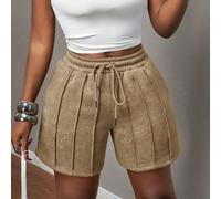 Set da 2 pezzi composto da canotta bianca slim fit con motivo plissettato e pantaloncini ciclisti plissettati a matita, nuova collezione primavera/estate 2026. Adatto per uso quotidiano, feste, ritorn