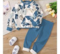 Set da 2 pezzi composto da felpa con maniche lunghe e stampa farfalla "Io sono la principessa farfalla" e leggings, adatto per ragazze pre-adolescenti, stile casual e alla moda, ideale per l'autunno/i