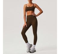 Set da 2 pezzi composto da reggiseno sportivo in colore unito e leggings da yoga, design minimalista per l'allenamento fitness estivo L,M,S,XLColore unicoTessuto in maglia