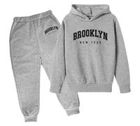 Set da 2 pezzi con cappuccio e pantaloni della tuta Brooklyn New York, con cappuccio, per l'autunno, per bambini, due pezzi, felpa con cappuccio, pantaloni della tuta, per atletica, inverno, autunno