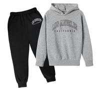 Set da 2 pezzi con cappuccio e pantaloni della tuta da bambina Los Angeles California con cappuccio accogliente autunno bambini tuta con cappuccio 2025 felpa con cappuccio pantaloni della tuta Set