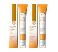 Set da 2 pezzi da 20 ml di vitamina C crema per gli occhi - con caffeina e niacinamide, crema per gli occhi contro rughe e occhiaie, sfera massaggiante a 360° per freschezza e umidità