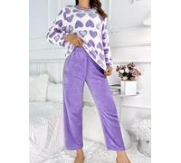 Set da 2 pezzi da donna caldo con maglia a maniche lunghe e pantaloni, abbigliamento comodo da indossare tutti i giorni, abbigliamento da casa morbido al tatto