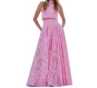 Set da 2 pezzi da donna, canotta senza maniche e gonna a linea ad A, con vita elastica, loungewear set elegante in due pezzi, streetwear, abbigliamento da spiaggia estivo, Rosa, L