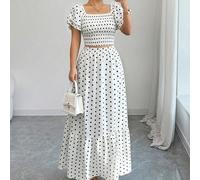 Set da 2 pezzi da donna elegante e alla moda, casual da pendolare, comodo, affascinante, vintage, minimalista, premium, romantico, da vacanza, da signora gentile, con top corto aderente a maniche arri