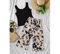 Set da 2 pezzi da donna, senza maniche, con scollo rotondo e pantaloni corti, abbigliamento casual per moglie, mamma, fidanzata, viaggi a casa