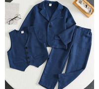 Set da 2 pezzi di abito a quadri blu reale profondo con cravatta blu reale profonda abbinata, silhouette semplice, stile minimalista ed elegante, adatto per la stagione dei matrimoni, casual preppy, c