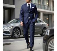 Set da 2 pezzi di abito grigio da uomo, abito casual da uomo blu, abiti da uomo slim fit, abito da uomo da 2 pezzi, abito da sposo da uomo, abito formale da uomo, cerimonia L,M,S,XL,XXLColore unicoTes