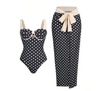 Set da 2 pezzi di alta gamma da donna per vacanze al mare, primavera/estate 2026, stile casual old money e quiet luxury, con top bikini a coppa con decorazione in metallo a conchiglia e gonna lunga co