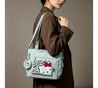 Set da 2 pezzi di borsa a tracolla grande multiuso in verde menta con stampa graffiti di Hello Kitty Sanrio, con portamonete staccabile, versatile per il trasporto, ideale per lavoro, viaggio, shoppin